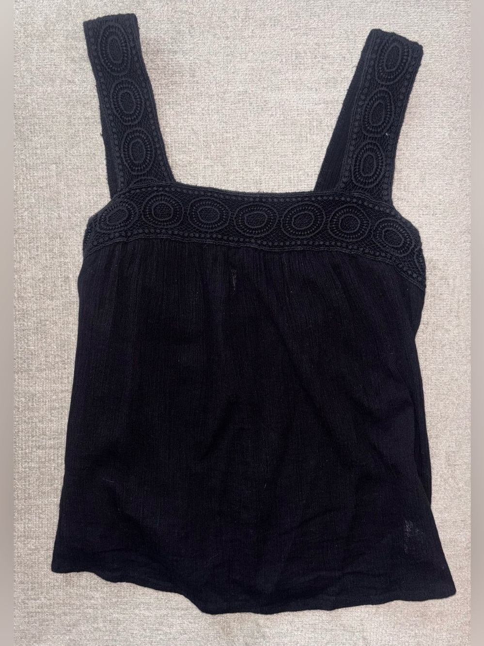 Old Navy Black Boho Crochet Tank Top Medium Fairy Grunge